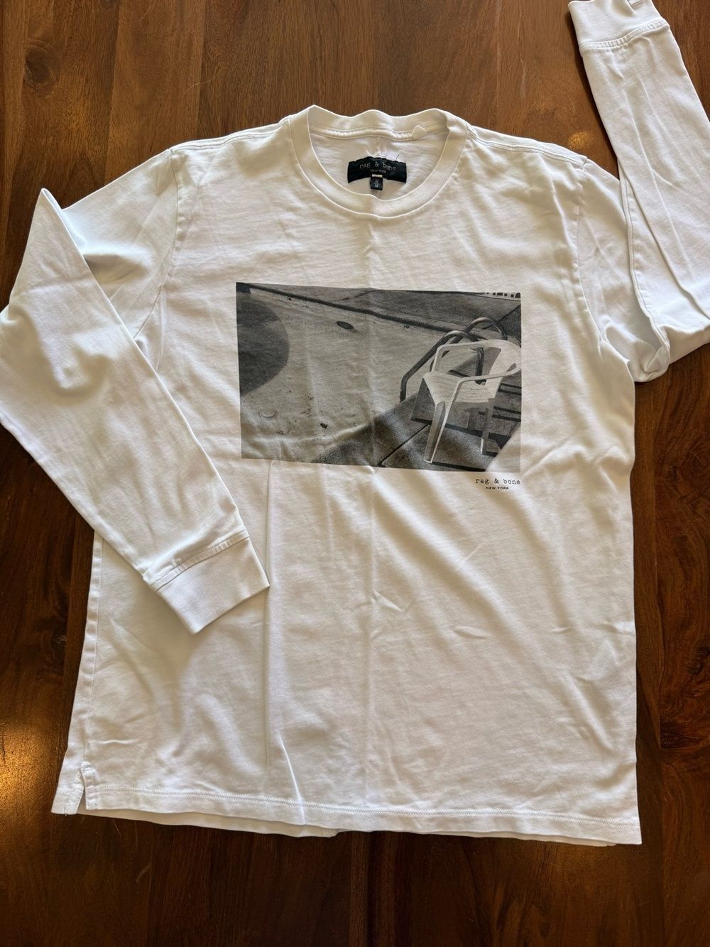 rag & bone White Long Sleeve Graphic Tee